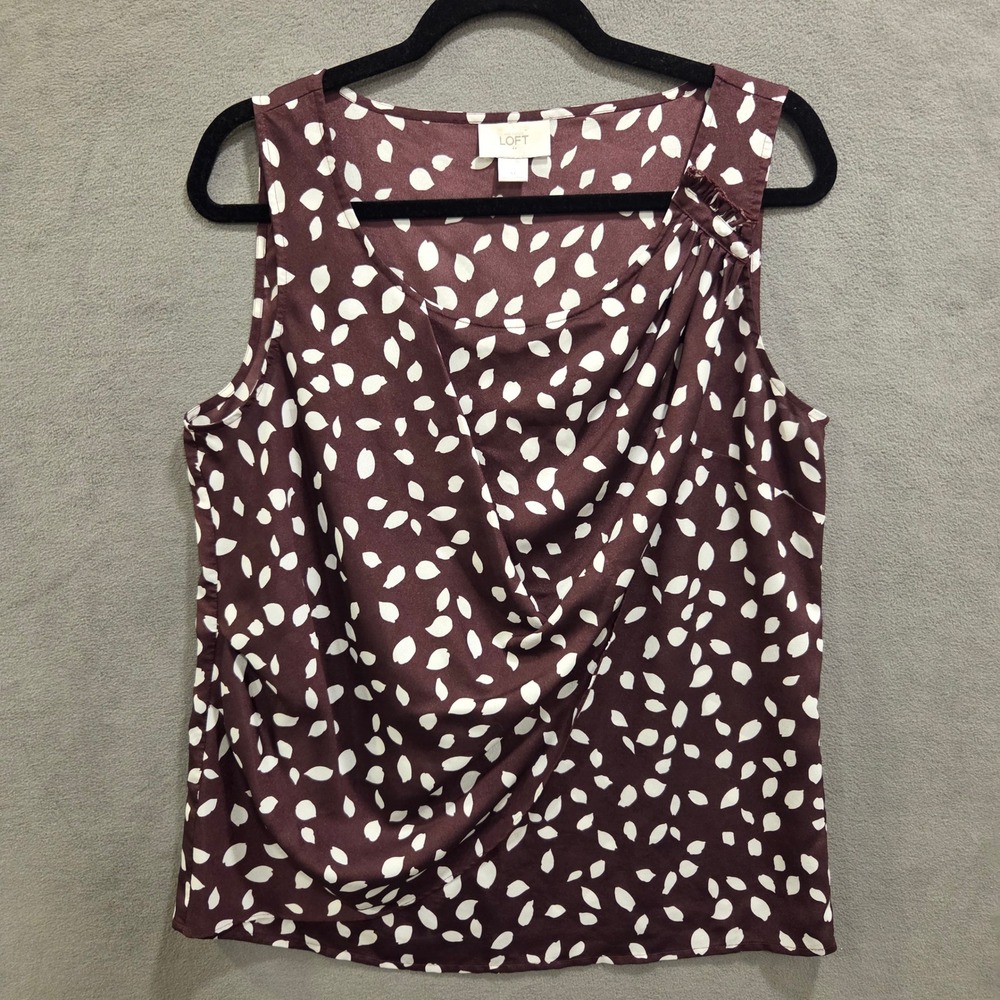 Ann Taylor LOFT Drape Front Blouse Top Women Medium Petal Print Office Classic